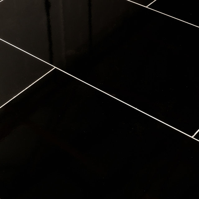 Kronotex Glamour 8mm High Gloss Black Tile Effect 4V by Falquon Laminate Flooring