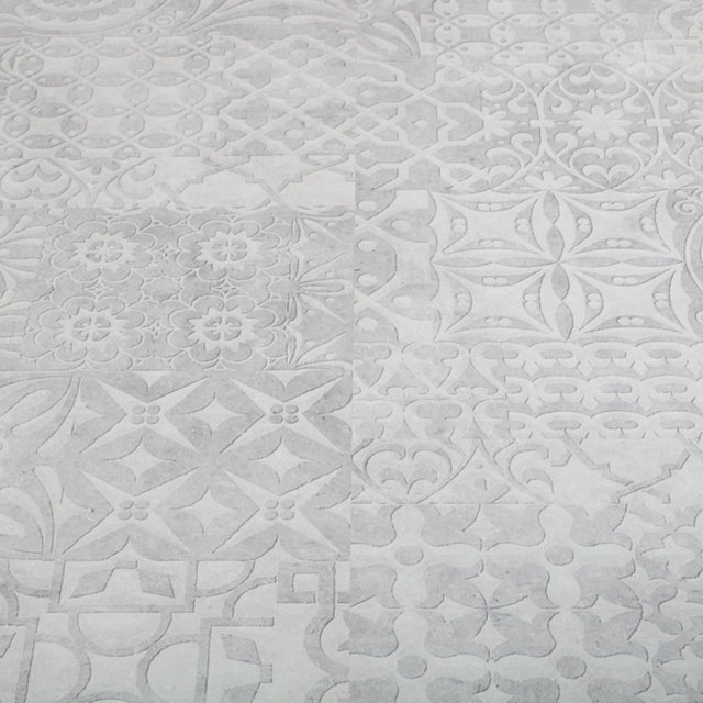 Falquon Quadraic Matt Relief White Tile Effect Laminate Flooring